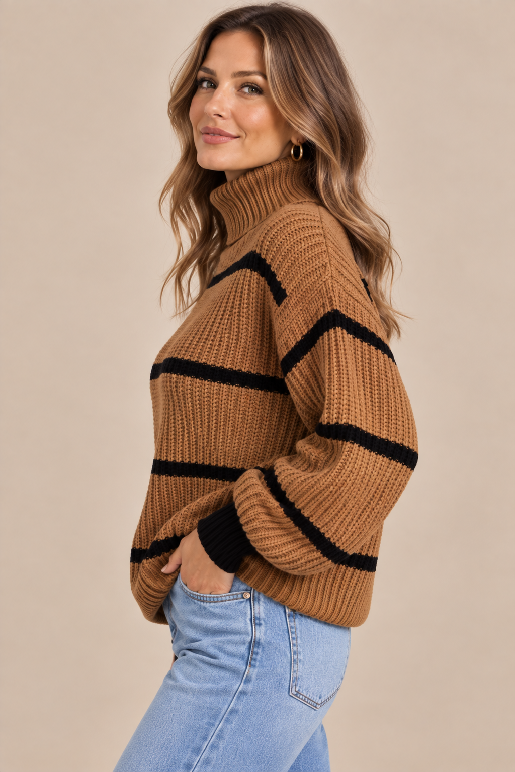 Elma | Rollkragenpullover mit Streifenmuster