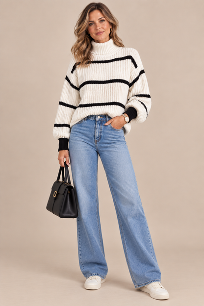 Elma | Rollkragenpullover mit Streifenmuster