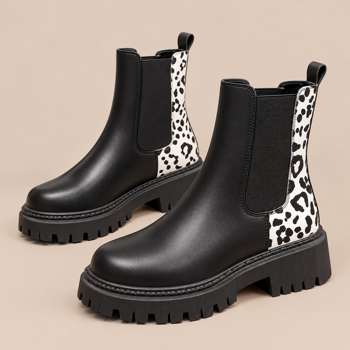 Elsie | Chelsea Boots Damen mit Leo-Detail