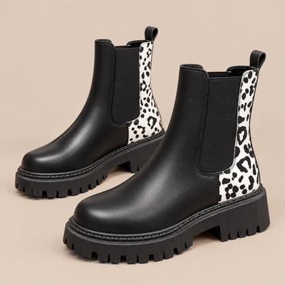 Elsie | Chelsea Boots Damen mit Leo-Detail