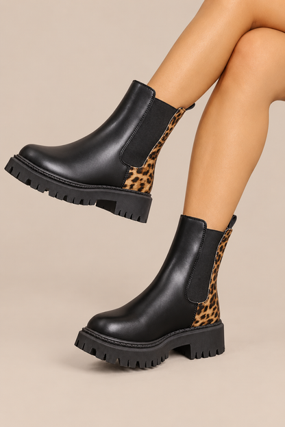 Elsie | Chelsea Boots Damen mit Leo-Detail