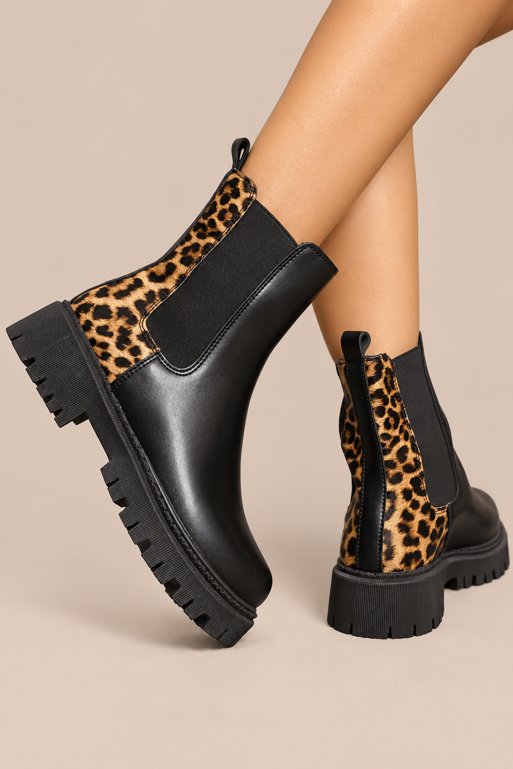 Elsie | Chelsea Boots Damen mit Leo-Detail