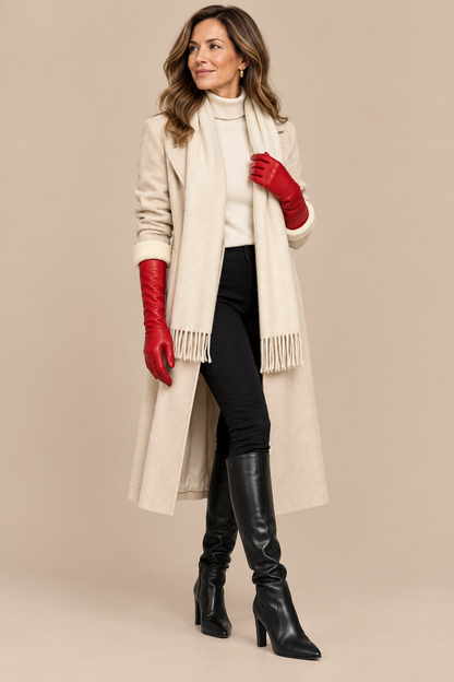 Elva | Lange Lederhandschuhe Damen für Winter