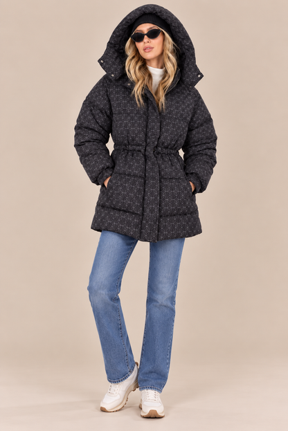 Elvessa | Leichte Steppjacke mit Muster und verstellbarer Taille