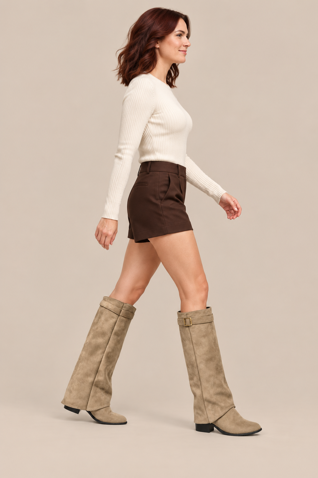 Elvira | Fold Over Boots Damen mit hohem Schaft