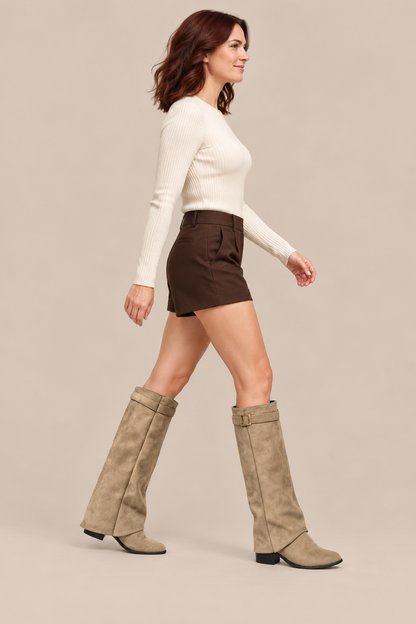 Elvira | Fold Over Boots Damen mit hohem Schaft