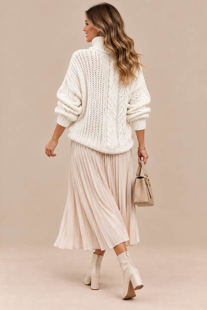 Eveline | Rollkragenpullover mit Zopfmuster