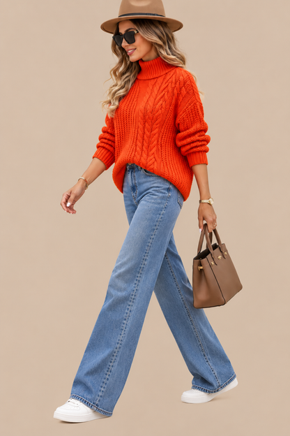 Eveline | Rollkragenpullover mit Zopfmuster