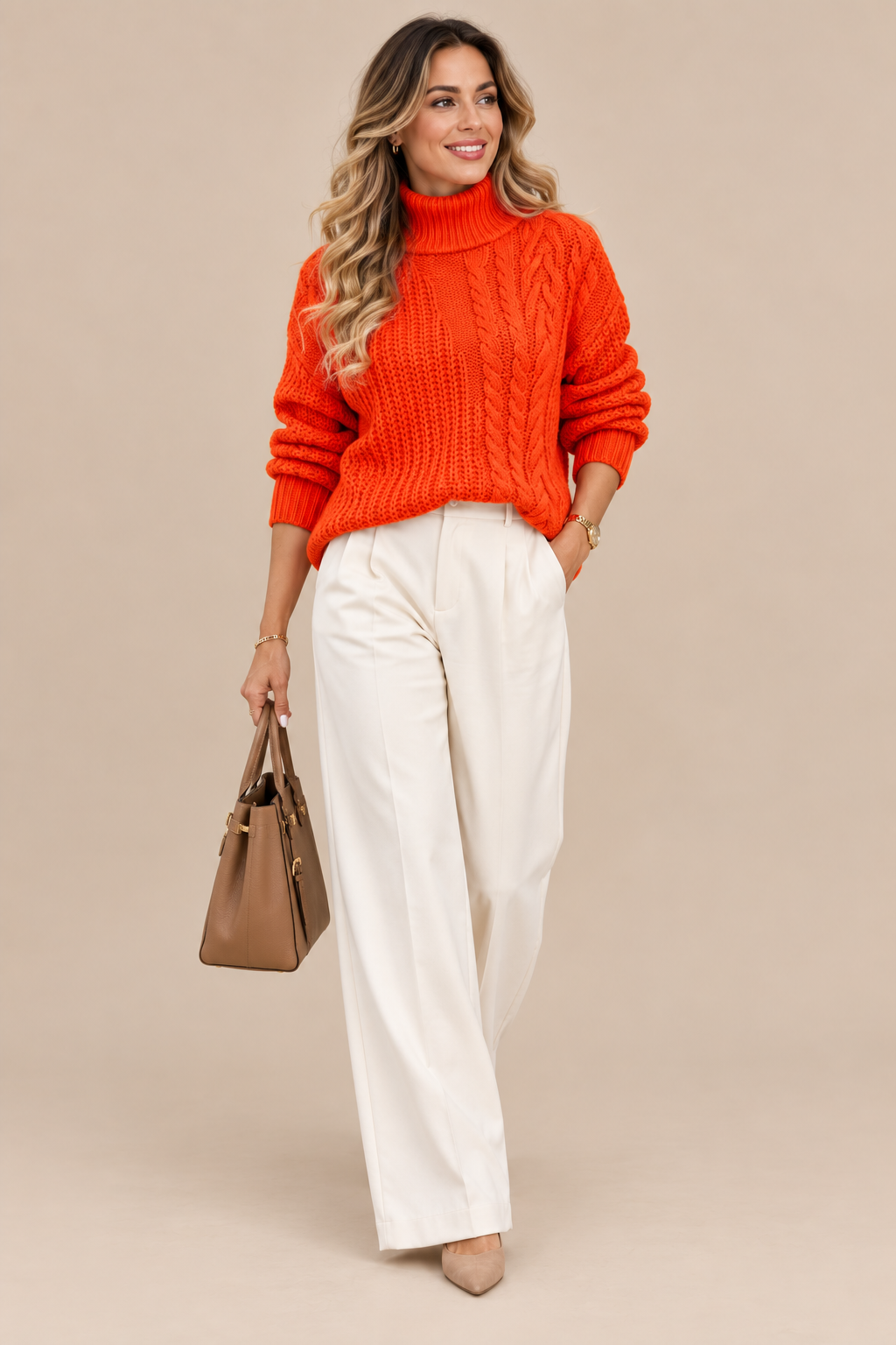 Eveline | Rollkragenpullover mit Zopfmuster