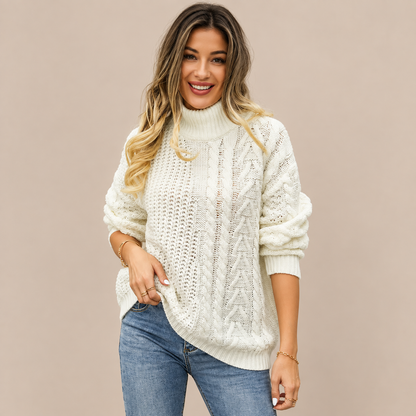 Eveline | Rollkragenpullover mit Zopfmuster