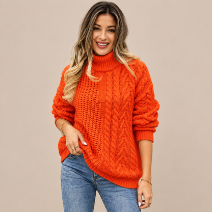 Eveline | Rollkragenpullover mit Zopfmuster