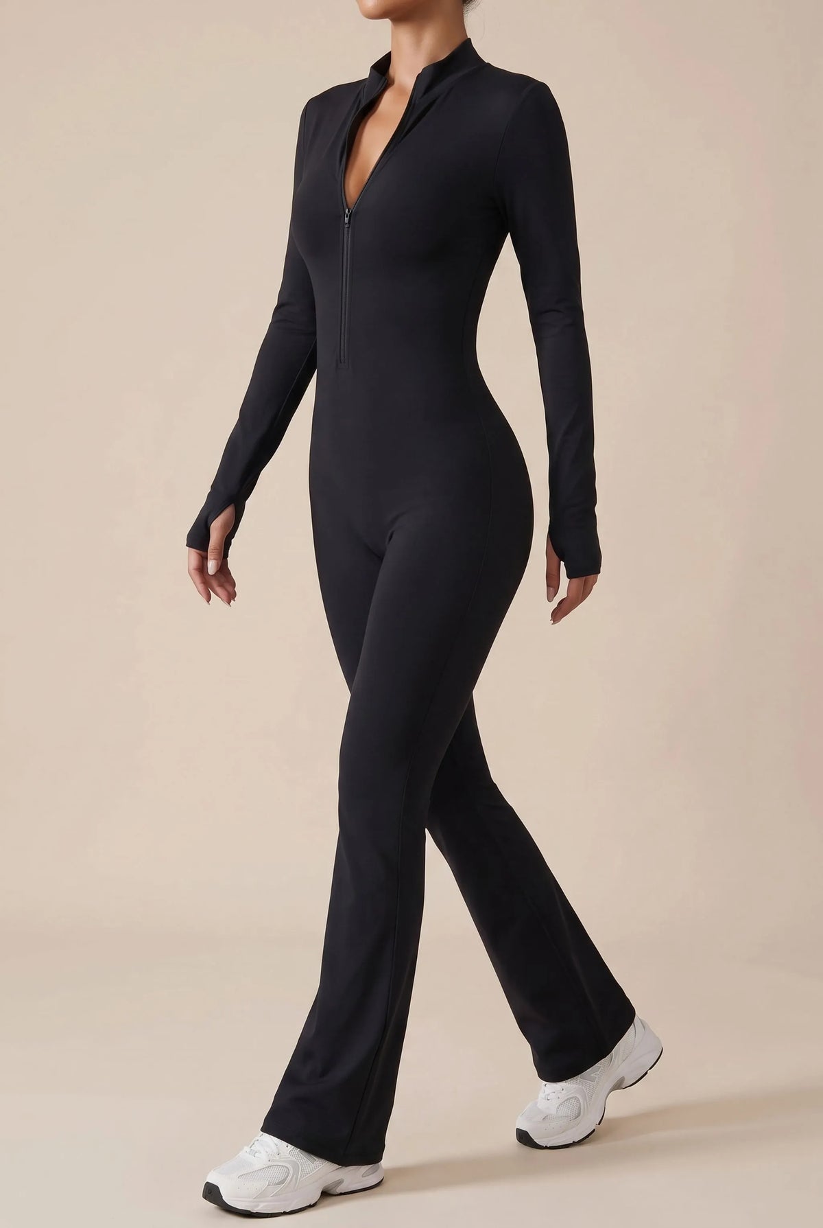 Flexique | Eng Anliegender Langärmliger Fitness Jumpsuit