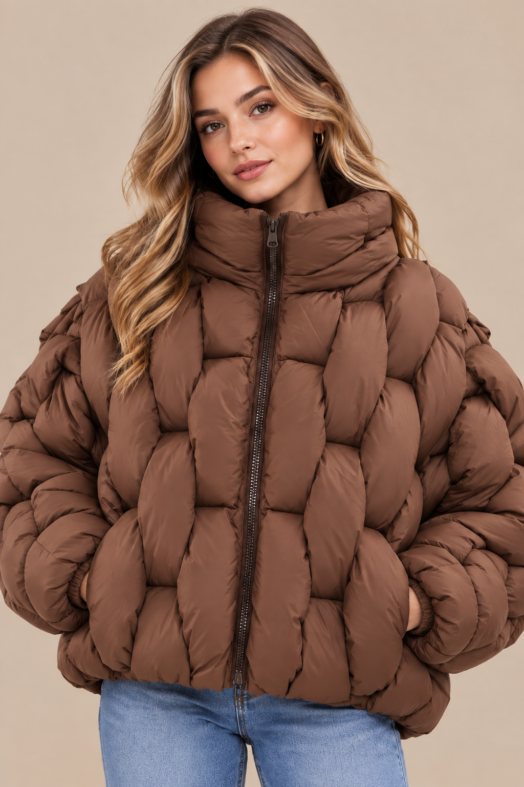 Florencia | Steppjacke Damen mit Struktursteppung und hohem Kragen