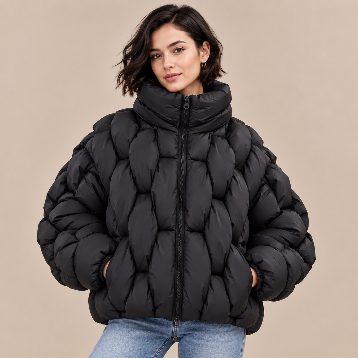 Florencia | Steppjacke Damen mit Struktursteppung und hohem Kragen