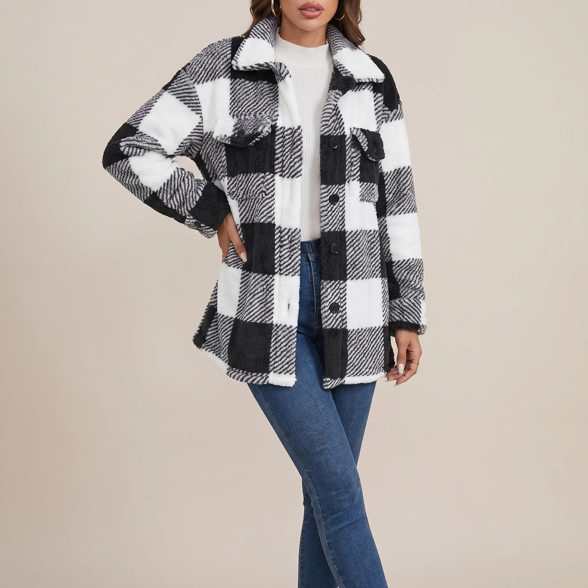 FluffPlaid | Kuschelige Plüschjacke Mit Karomuster