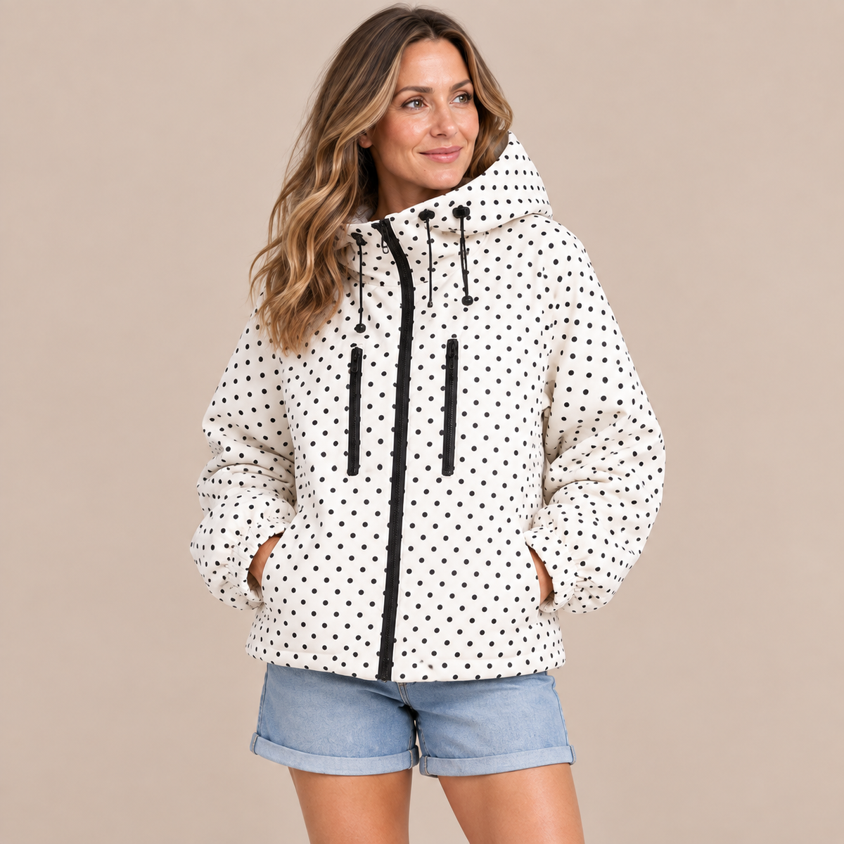 Galia | Regenjacke Damen Polkadot mit Kapuze