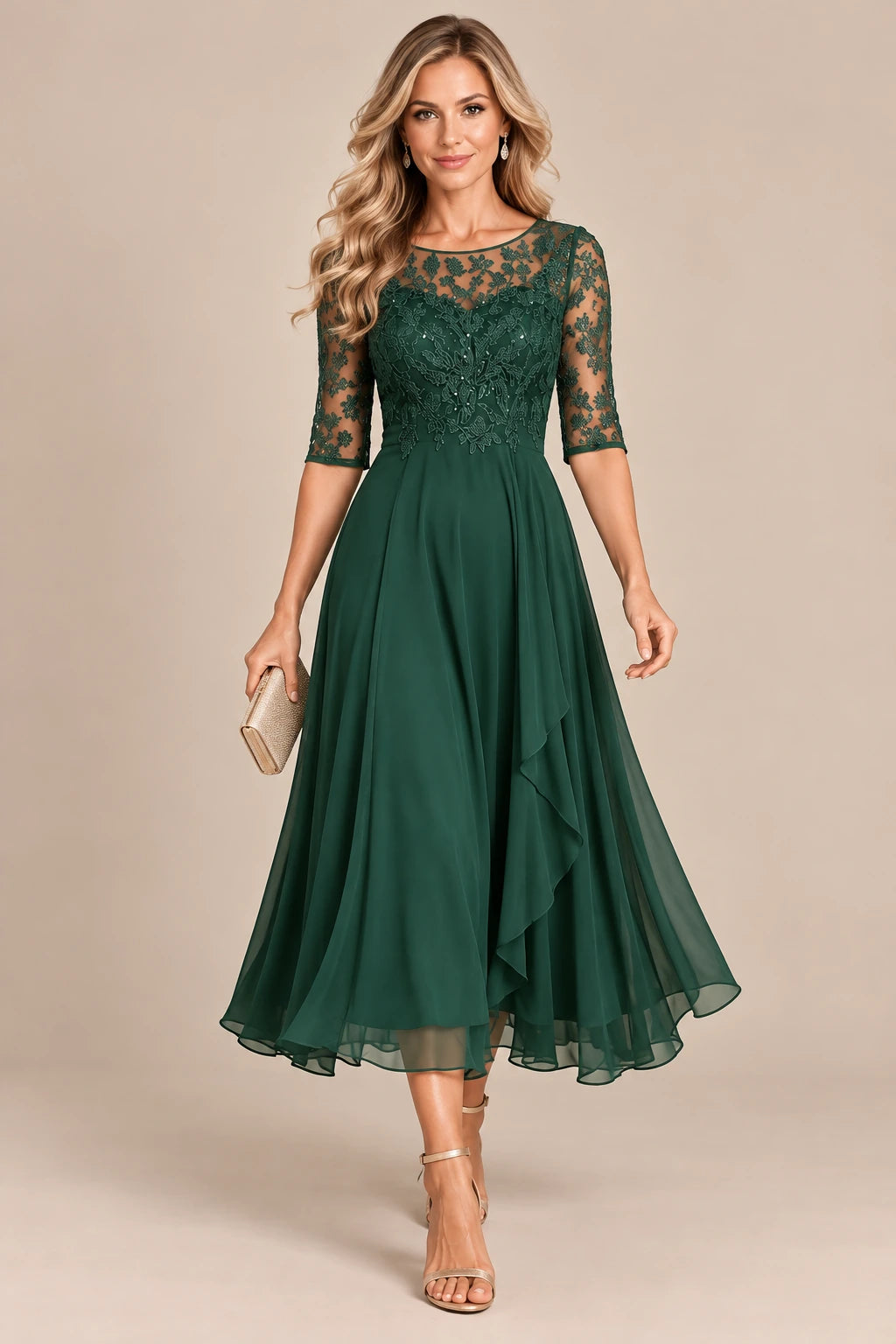 Galissa | Elegantes Abendkleid mit verzierten Ärmeln