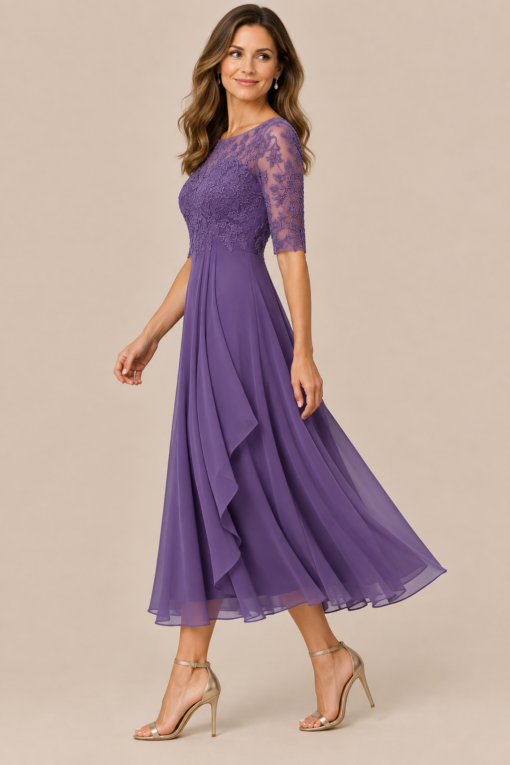 Galissa | Elegantes Dunkelblaues Abendkleid Mit Verzierten Ärmeln