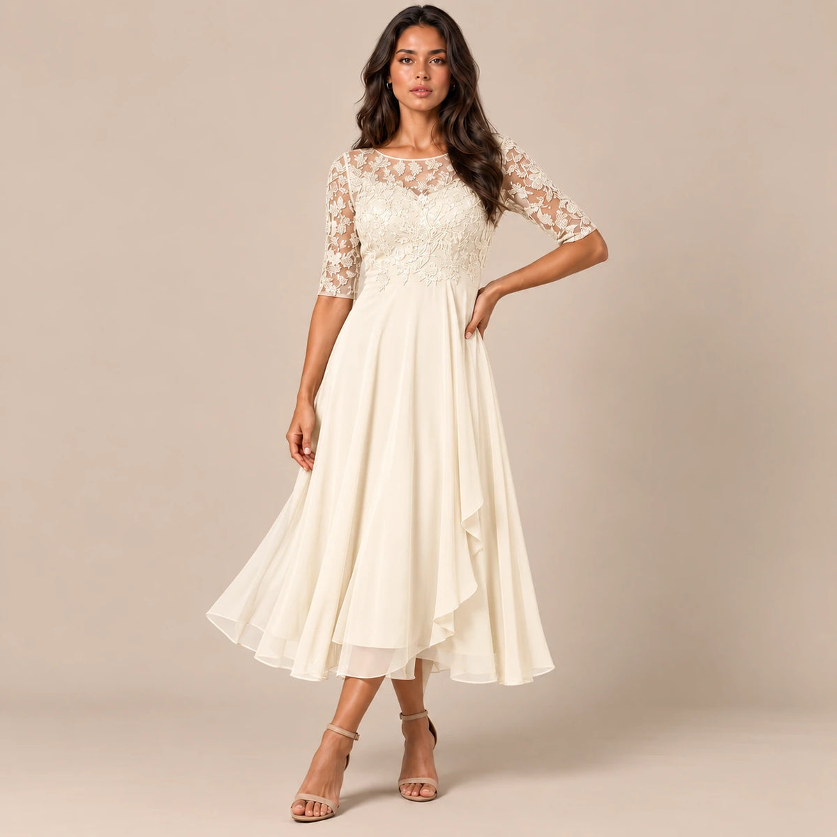 Galissa | Elegantes Abendkleid mit verzierten Ärmeln