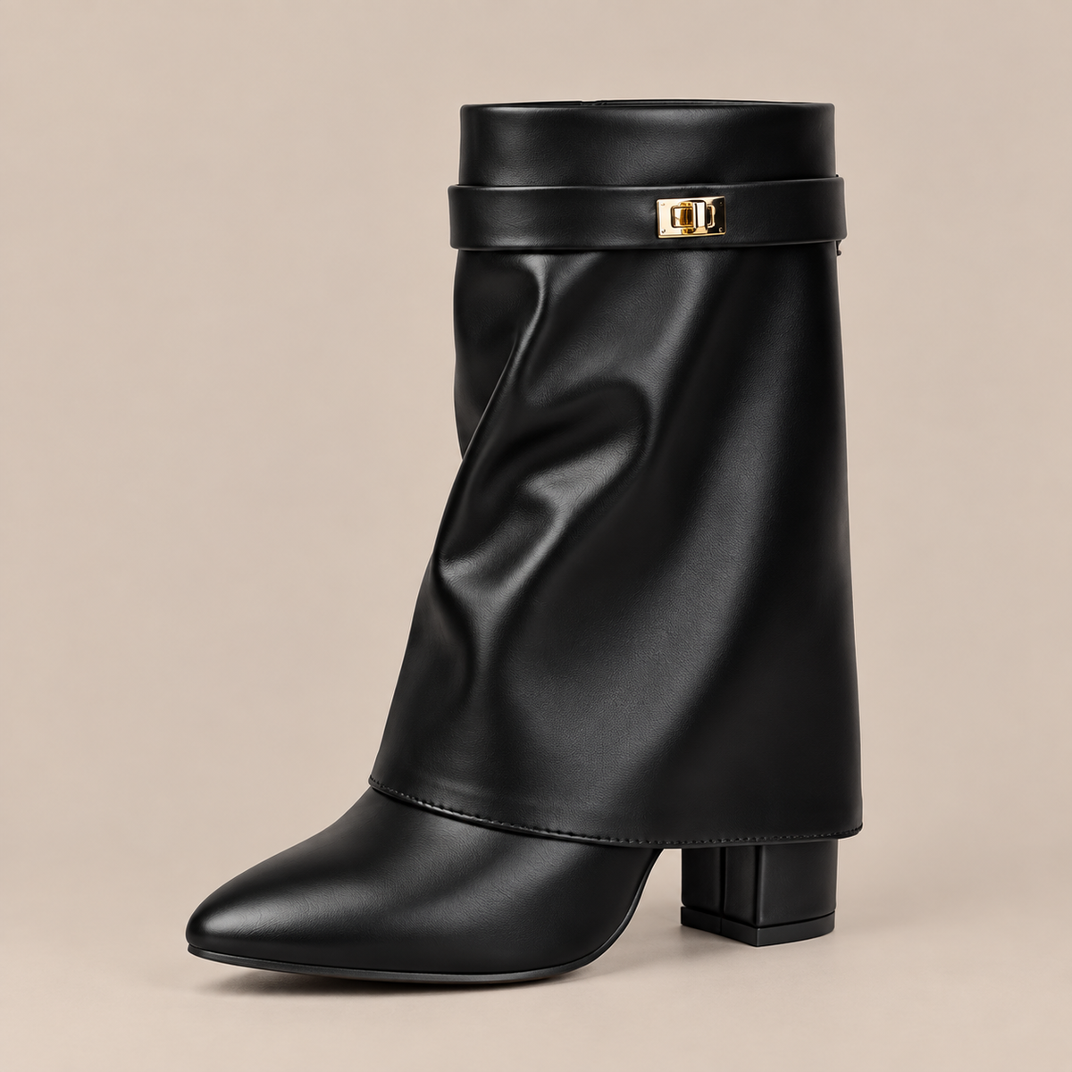 Georgie | Fold Over Boots Damen mit Blockabsatz und spitzer Form