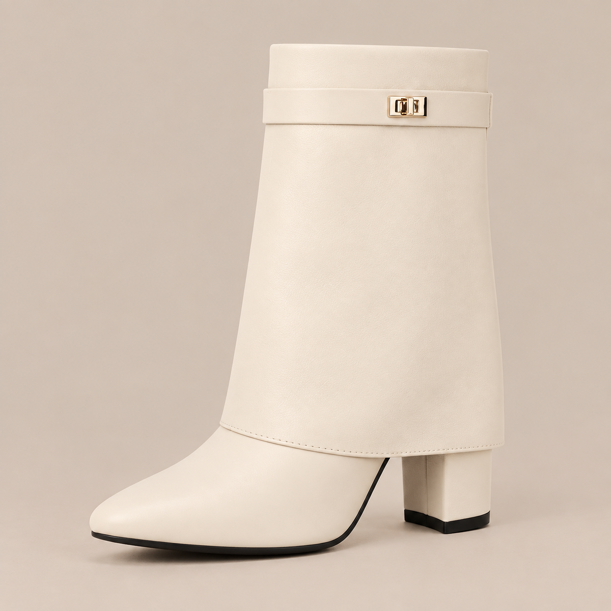 Georgie | Fold Over Boots Damen mit Blockabsatz und spitzer Form