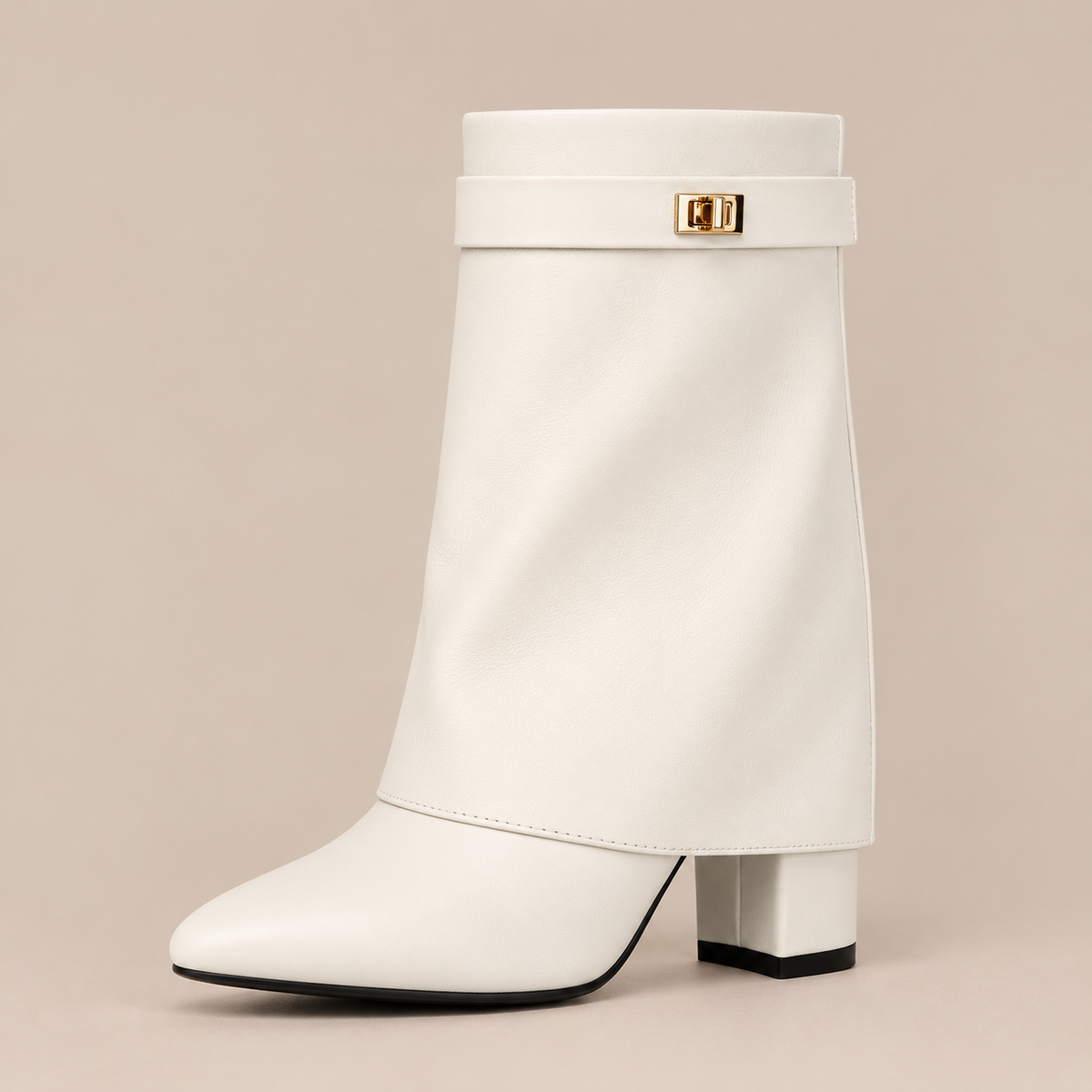 Georgie | Fold Over Boots Damen mit Blockabsatz und spitzer Form