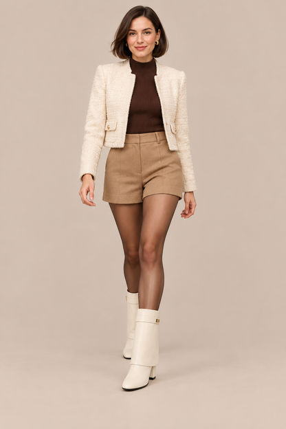 Georgie | Fold Over Boots Damen mit Blockabsatz und spitzer Form