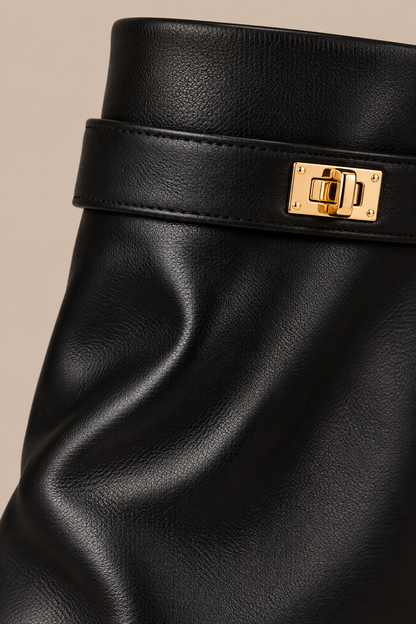 Georgie | Fold Over Boots Damen mit Blockabsatz und spitzer Form