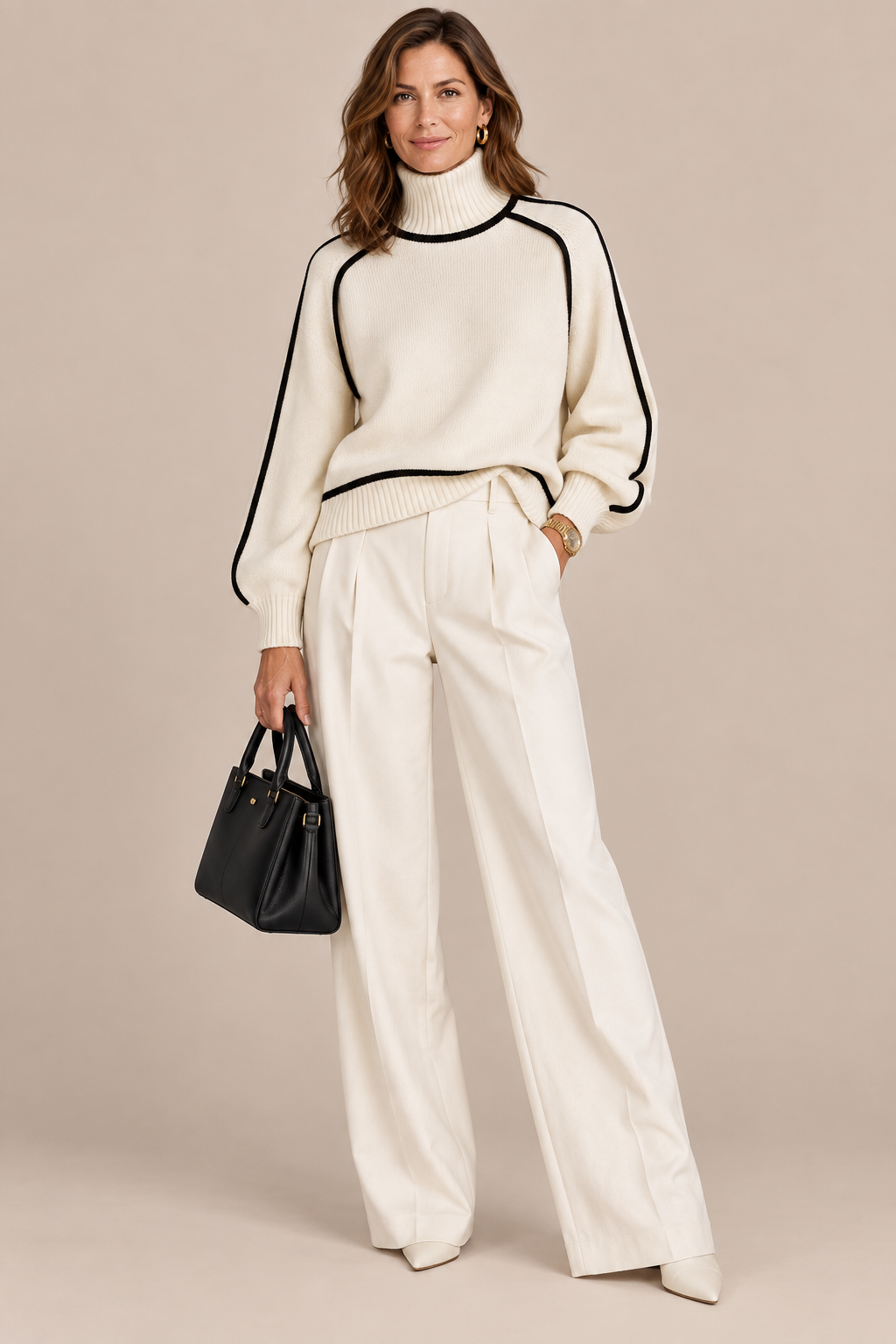 Geralyn | Rollkragenpullover mit Kontrastdetails
