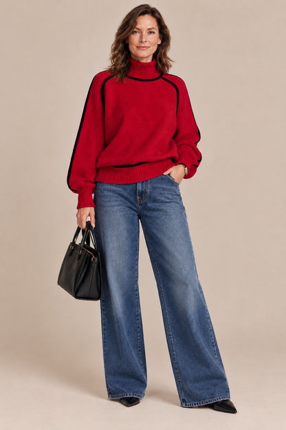 Geralyn | Rollkragenpullover mit Kontrastdetails