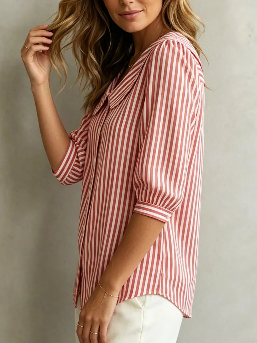 Gestreifte Bluse Damen | Sailor-Kragen & Knopfleiste im Vintage-Stil