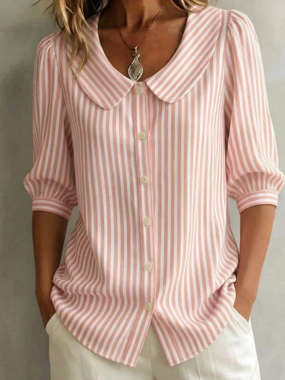 Gestreifte Bluse Damen | Sailor-Kragen & Knopfleiste im Vintage-Stil