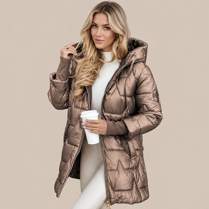 Glesly | Lange Winter-Steppjacke für Damen