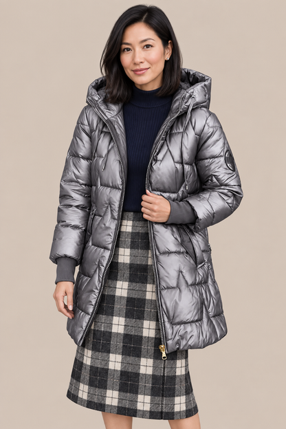 Glesly | Lange Winter-Steppjacke für Damen