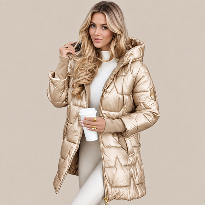 Glesly | Lange Winter-Steppjacke für Damen
