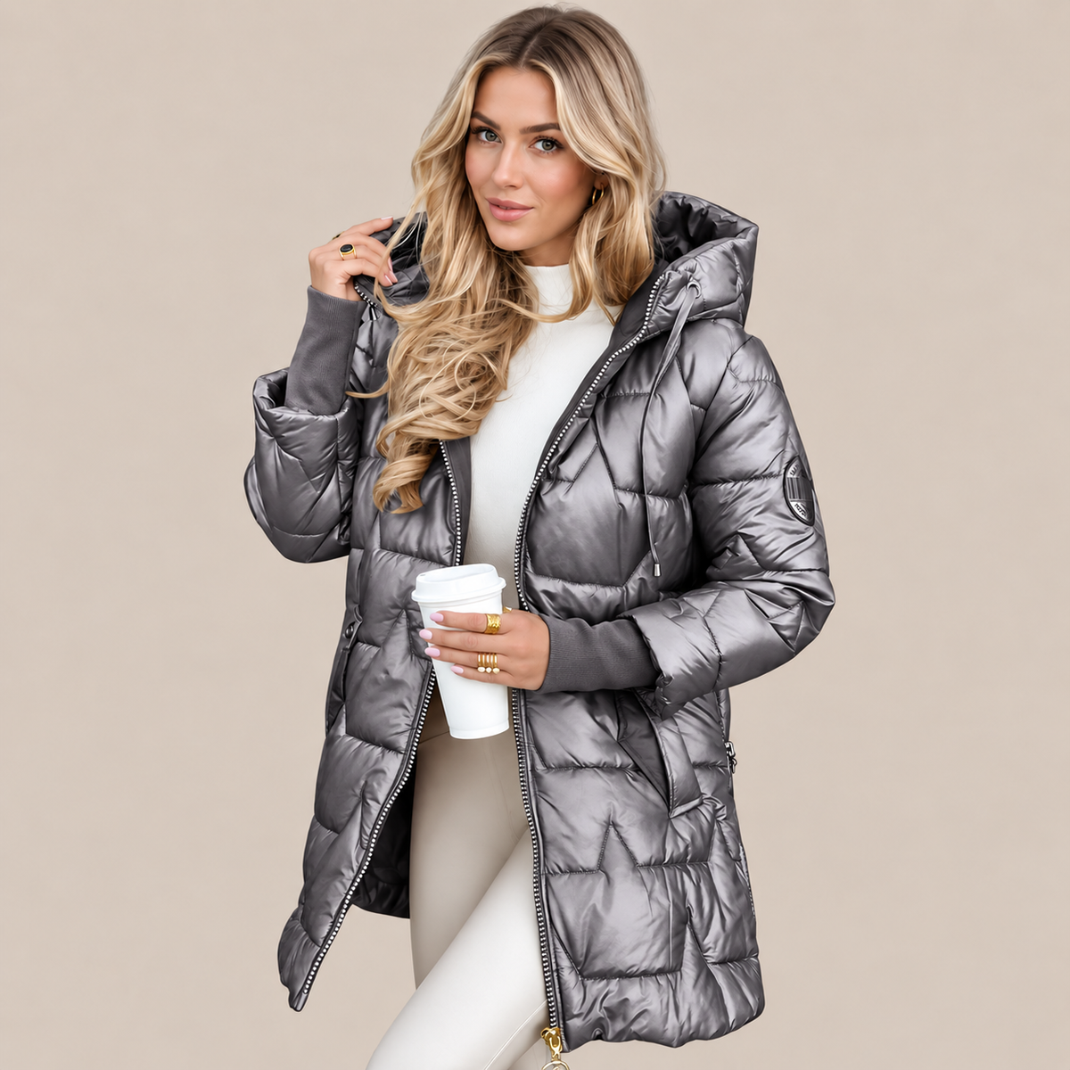 Glesly | Lange Winter-Steppjacke für Damen
