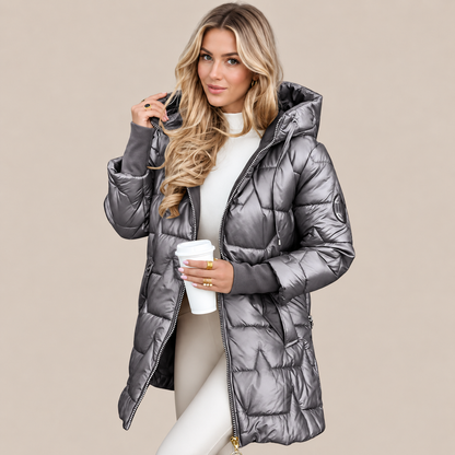 Glesly | Lange Winter-Steppjacke für Damen