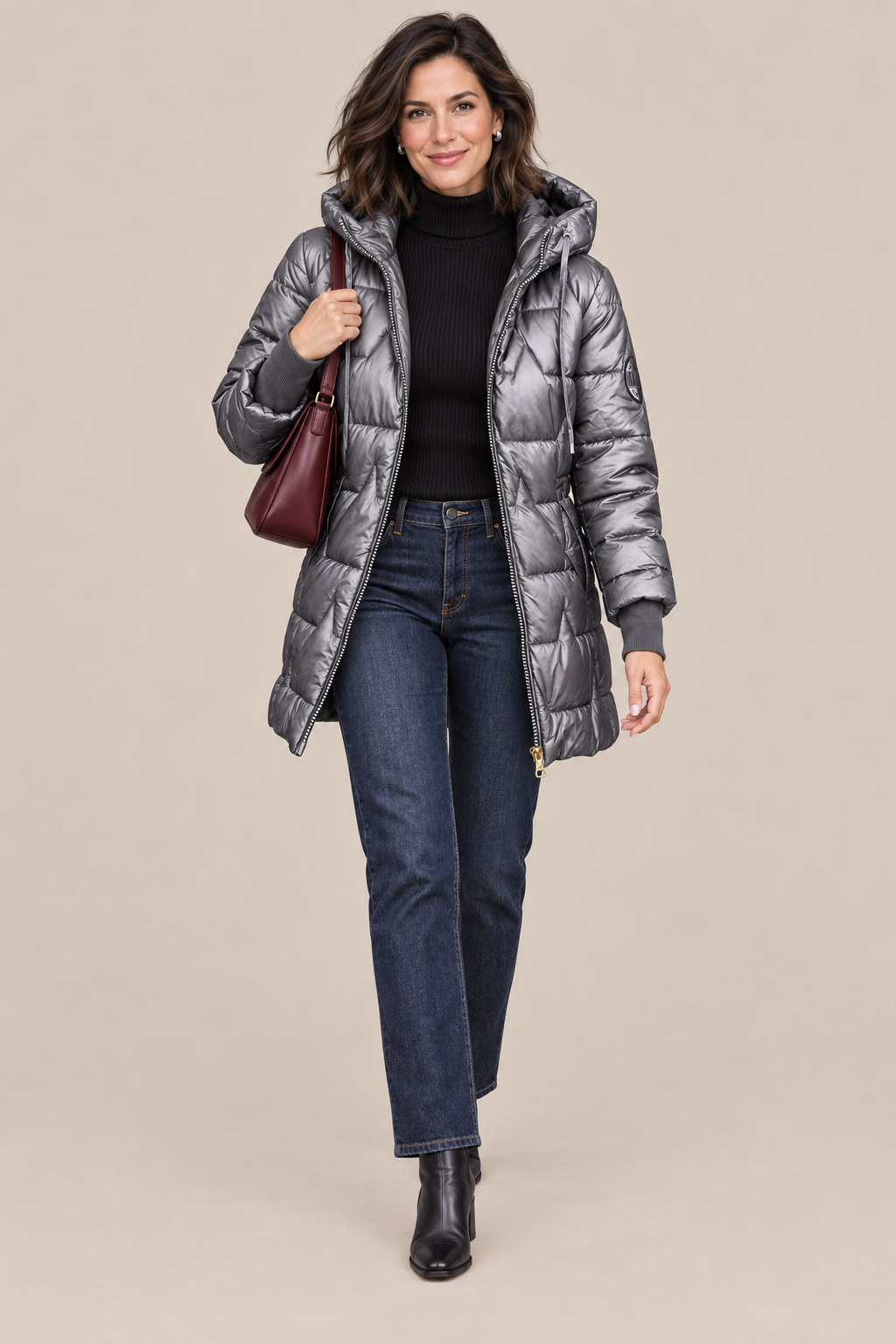 Glesly | Lange Winter-Steppjacke für Damen
