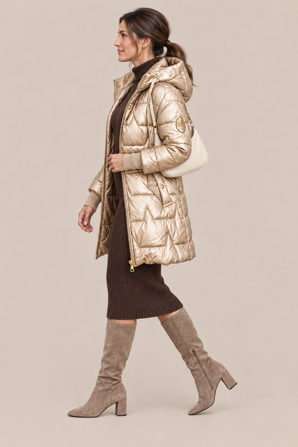 Glesly | Lange Winter-Steppjacke für Damen
