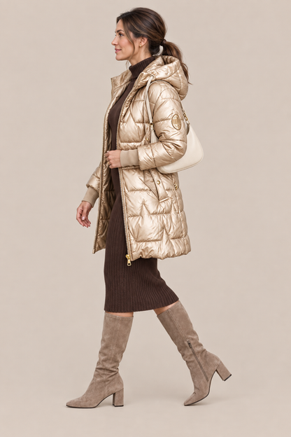 Glesly | Lange Winter-Steppjacke für Damen