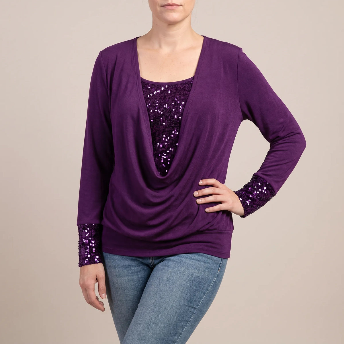 GlimmerTop | Damenoberteil Mit Paillettenbesatz