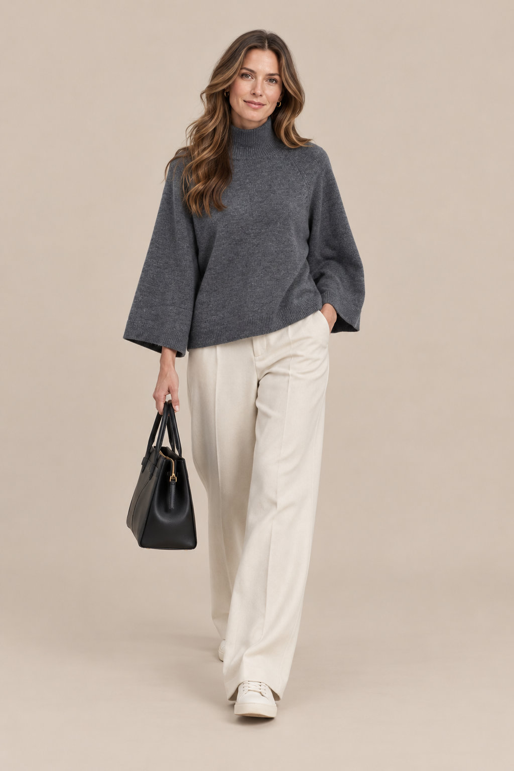 Glyndel | Strickpullover Damen mit Stehkragen und weitem Schnitt