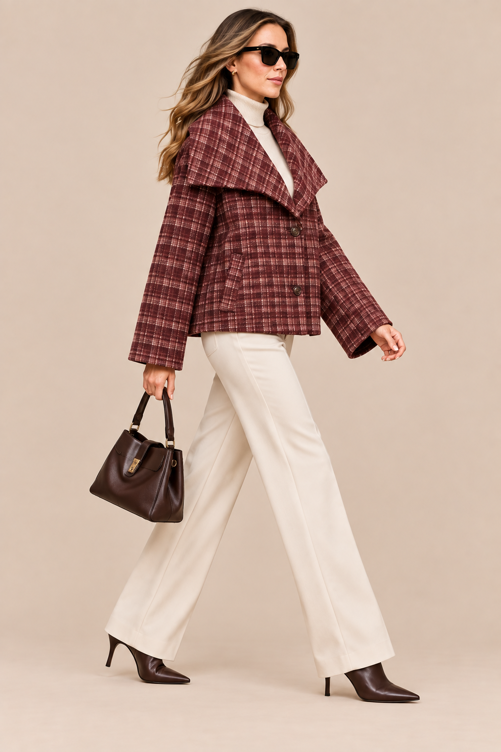 Graciel | Trenchcoat Damen Kurz mit Karomuster
