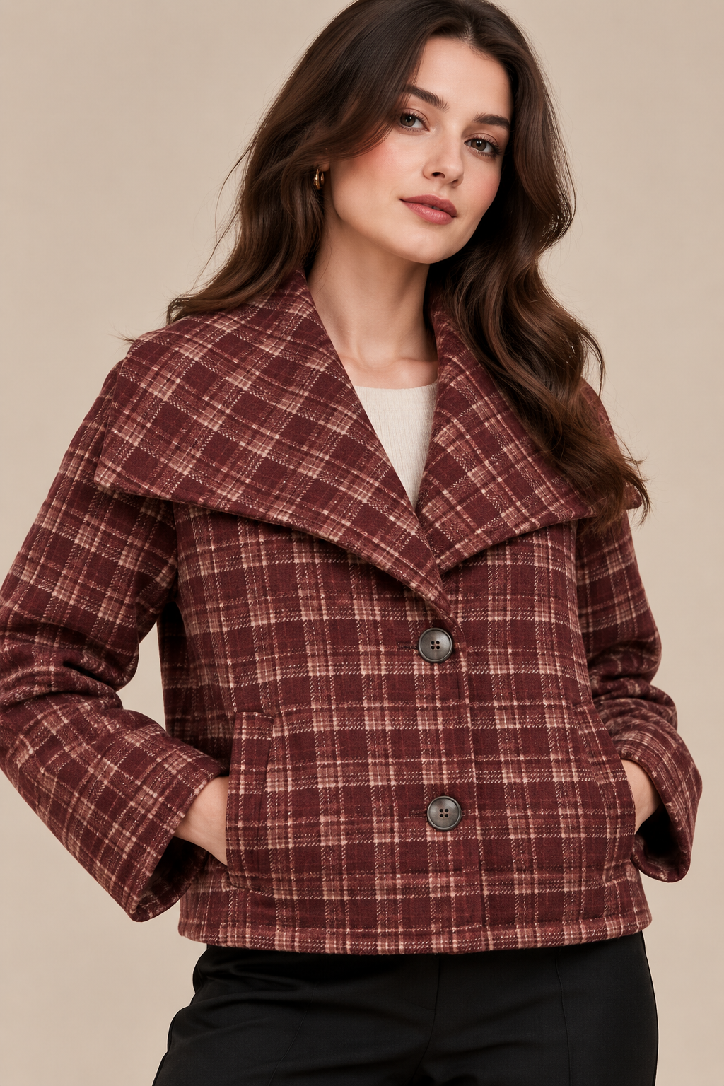 Graciel | Trenchcoat Damen Kurz mit Karomuster