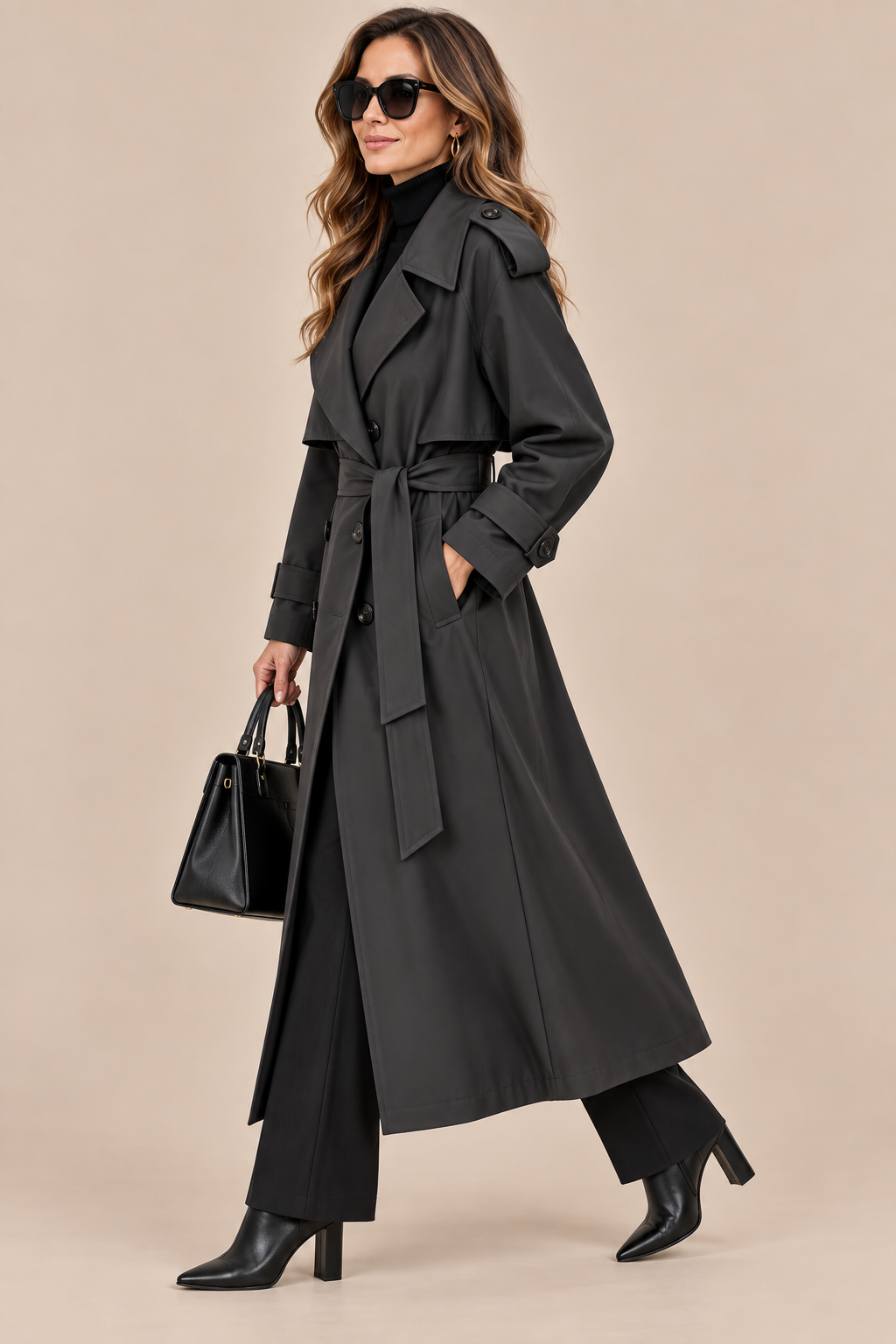 Issa | Trenchcoat Damen Lang mit Bindegürtel