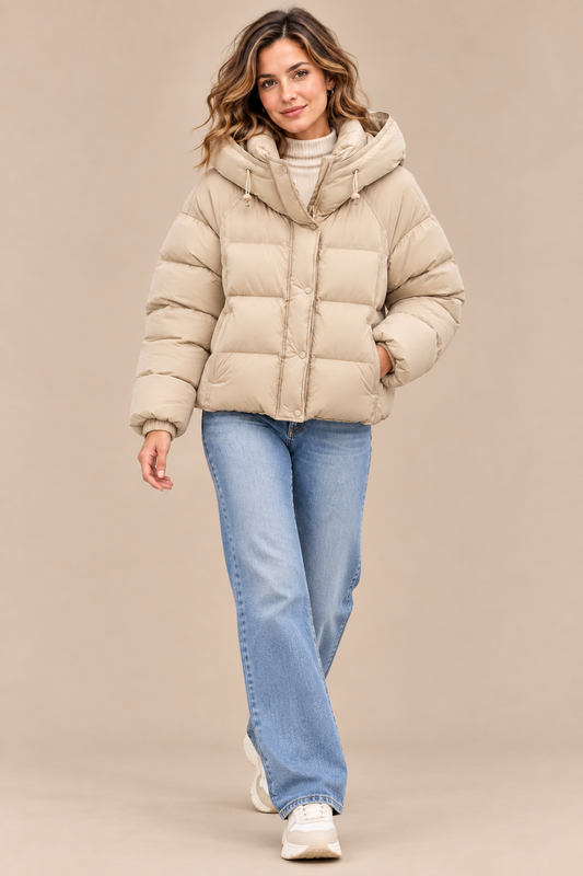 Jackie | Steppjacke Damen mit Kapuze und kurzem Schnitt