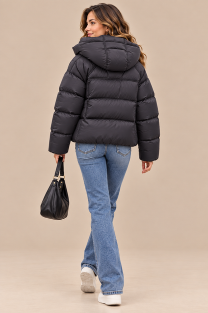 Jackie | Steppjacke Damen mit Kapuze und kurzem Schnitt