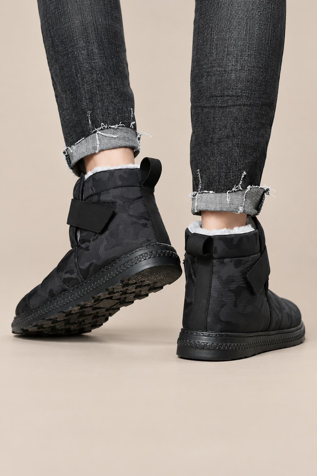Jairo | Winterstiefel Herren mit Klettverschluss und Camouflage-Muster