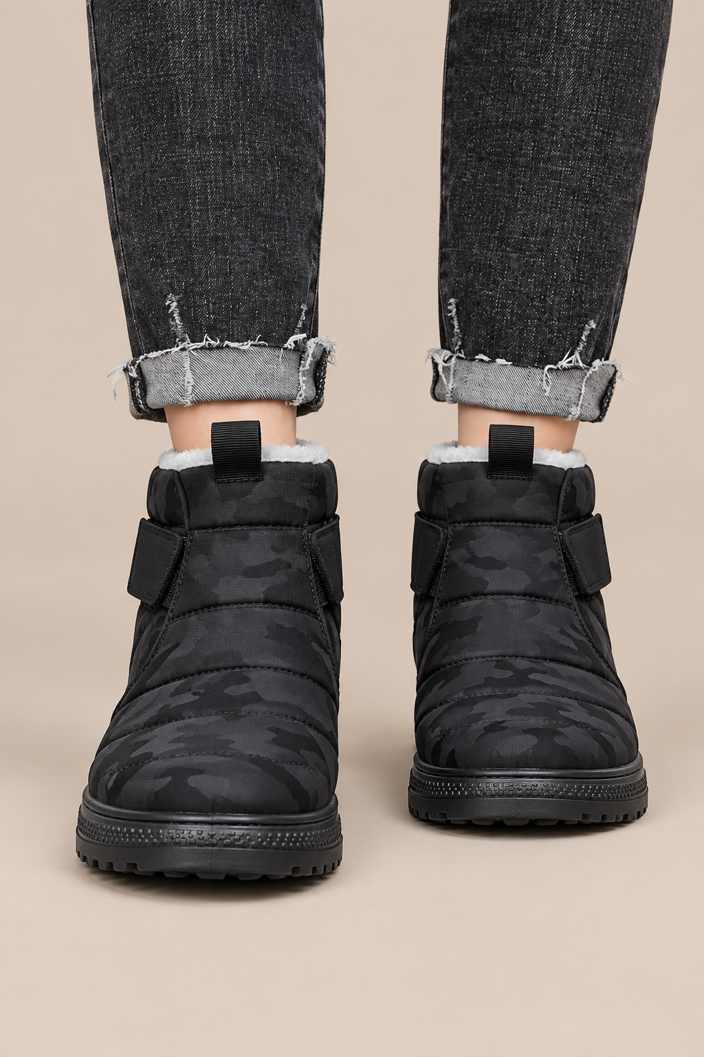 Jairo | Winterstiefel Herren mit Klettverschluss und Camouflage-Muster