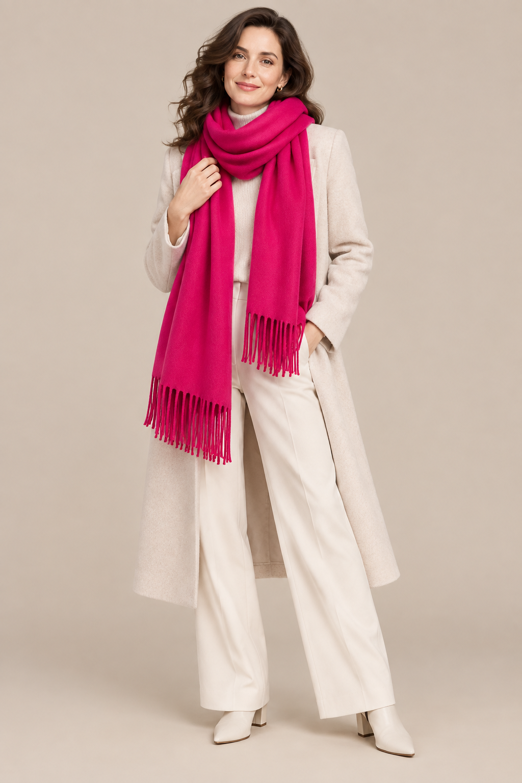 Jenniffer | Eleganter Wollschal Damen mit Fransen